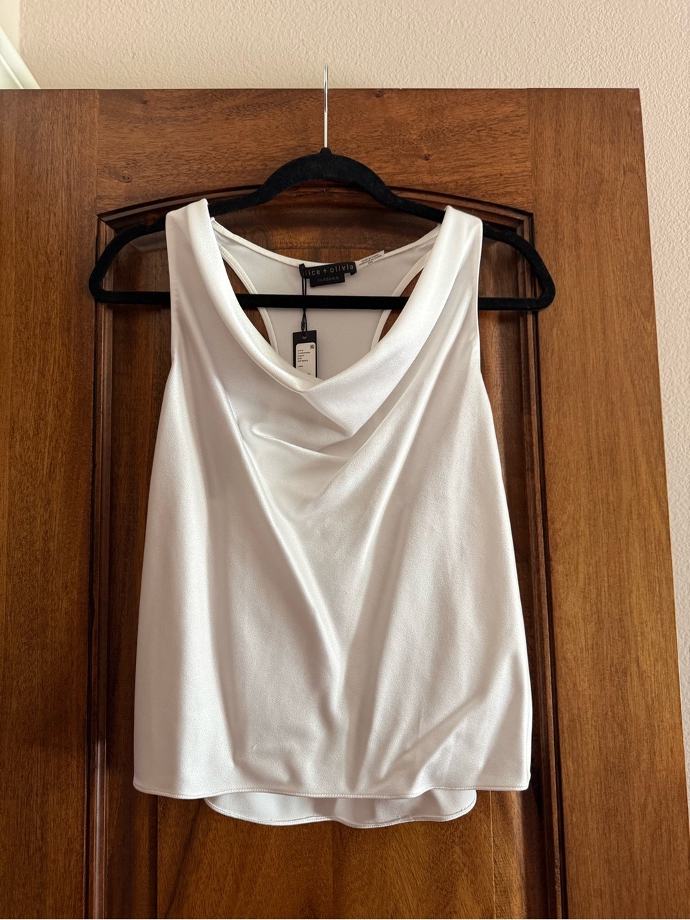 Alice + Olivia Ivory Draped Cowl Neck Camisole